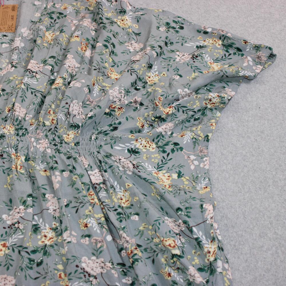Natural Life Dress Womens Large Gray Floral V-Neck Maxi Oversized Boho Kimono - Picture 5 of 10